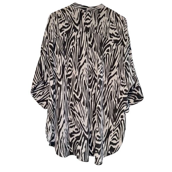 Torrid Zebra Print High Low Blouse Women's Size 2X Button Up 3/4 Sleeve Career - Picture 5 of 7